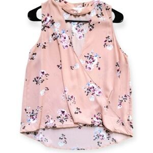 Lush Pink Floral Open Cowl Top – Size Medium